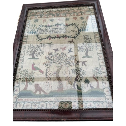 184 - Antique Sampler, Helen Montgomery, age 10 years, frame 50x37cm approx.