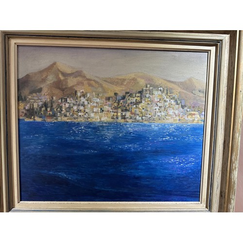 203 - Michael Ayrton Greek Coastal scene, oil on board dated 57/59? Provenance from a deceased Scottish Es... 