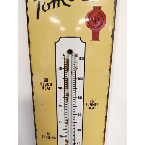 230 - Enamel Smoke Tom Long Grand Old Rich Tobacco thermometer advertising sign, glass thermometer not pre... 