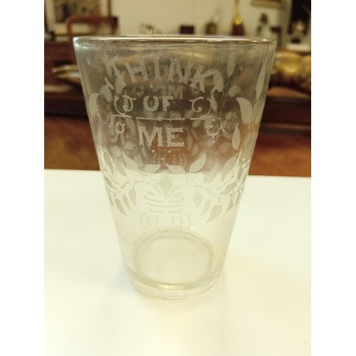 232 - Victorian etched 'Think of Me' glass