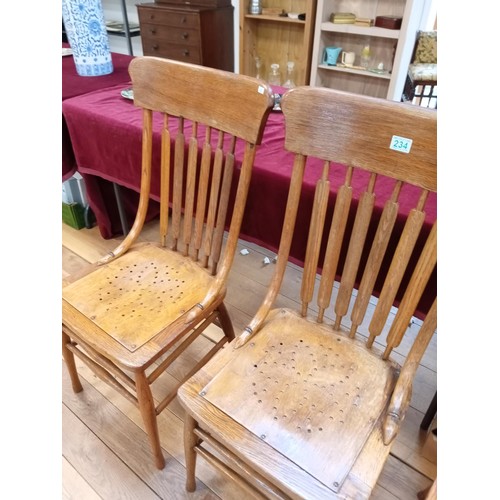 234 - 3x Oak kitchen chairs of good age