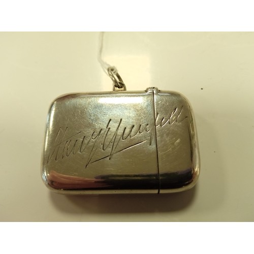 77 - Victorian sterling silver Vesta case.  London 1880 maker Louis Dee. 46g approx.