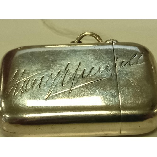 77 - Victorian sterling silver Vesta case.  London 1880 maker Louis Dee. 46g approx.