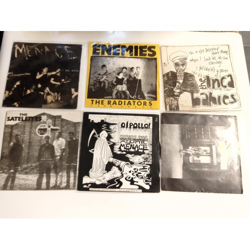 90 - 6 punk 45 RPM records to include Menace, The Radiators from Space, The Inca Babies, The Satellites, ... 