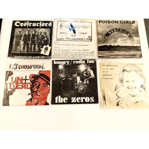 92 - 6 punk 45 RPM records to include Notsensibles, The Zeros, Undead, Poison Girls, Vibing up the Scenic... 