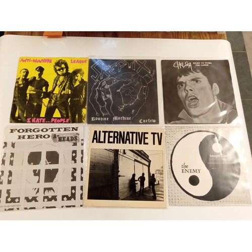 93 - 6 punk 45 RPM records to include The Enemy, Alternative TV, Forgotton Hero, Chelsea, The Skeptix & A... 