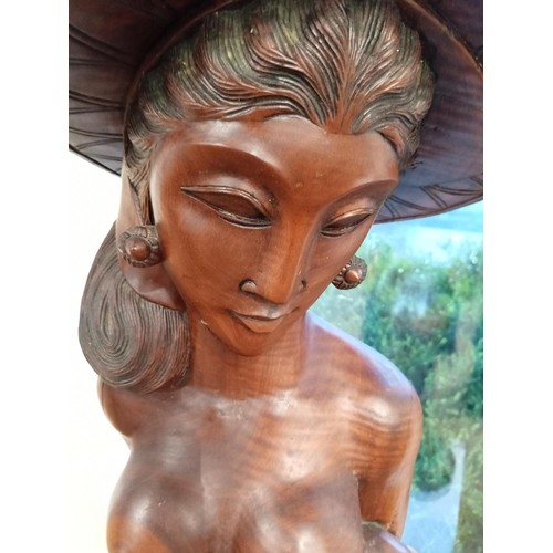 60 - Hardwood Malaysian lady statue standing 110cm high approx.