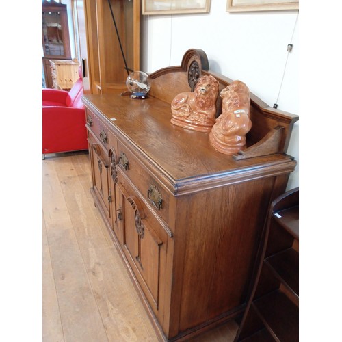 58 - Art Nouveau oak dresser with brass handles