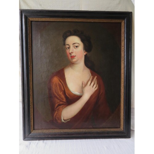 114 - Original 18th Century oil on canvas of a young lady possibly by or in the style/school of Sir Godfre... 