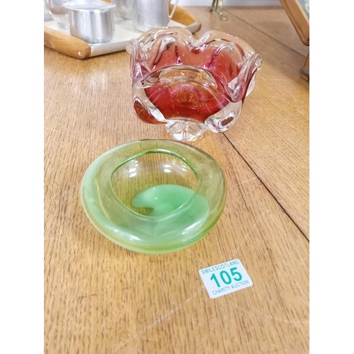 105 - 2 pieces of designer glass