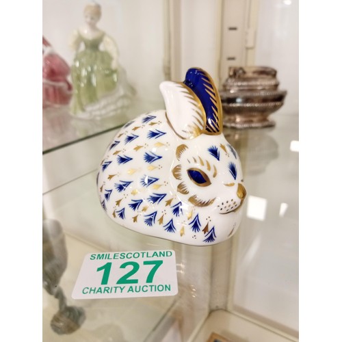 127 - Royal Crown Derby English fine bone China Rabbit with golden button