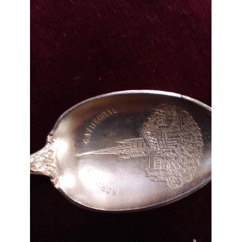 129 - 2 x silver teaspoons. 1 Sterling silver Norwich Cathedral Birmingham 1911 maker Levi & Salaman.  1 -... 