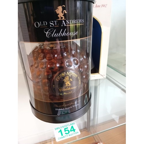 154 - Old St Andrews Clubhouse golf ball scotch whisky plus commemorative whisky bell