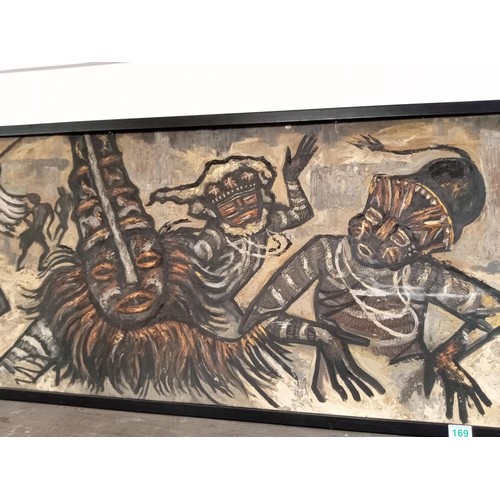 193 - Rare opportunity to purchase Tribal Art by Ellison 122x61cm approx. Has been in a private collection... 