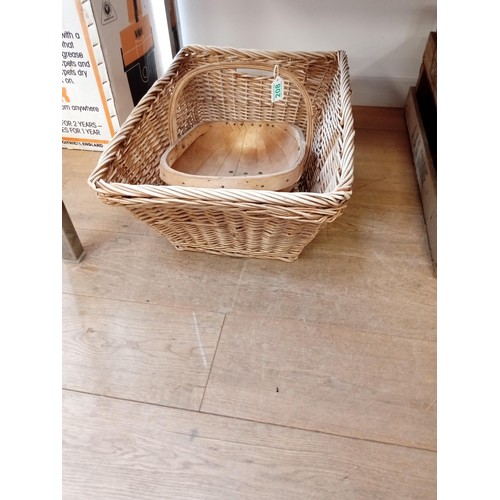 208 - Vintage trug and wicker basket