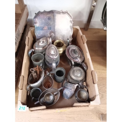 210 - Selection of white metal ware