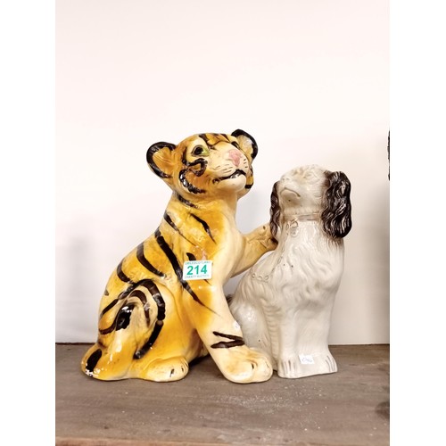 214 - Chalk tiger cub and a wally dog