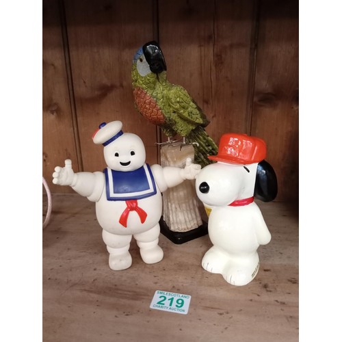 219 - Vintage Snoopy & 1984 Columbia Pictures Staypuft Marshmallow Man plus one other