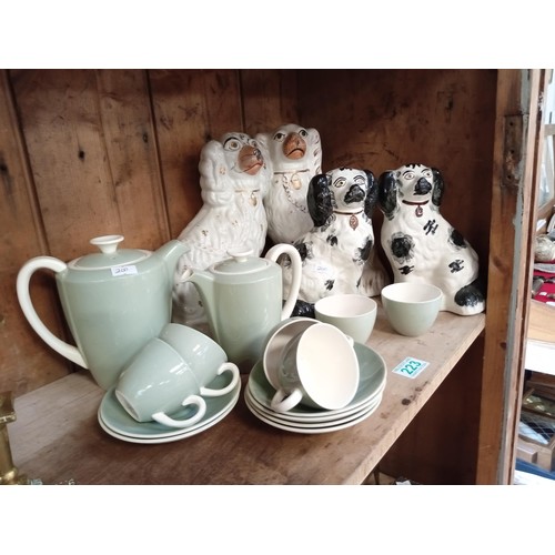 223 - Poole Pottery coffee items plus Walley dogs