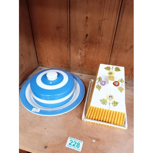 228 - Cornish kitchenware cheese dish plus one other