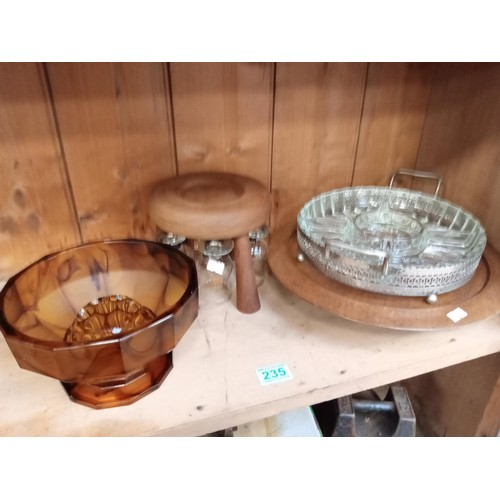 235 - Davidson glassware, rotating lazy susan etc