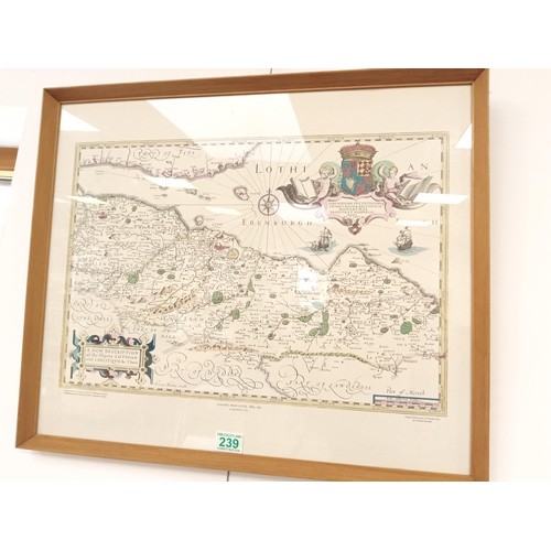 239 - Framed map Vintage Lothian Edinburgh