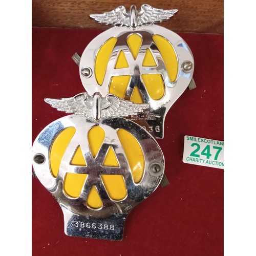 247 - 2 x AA car grill badges