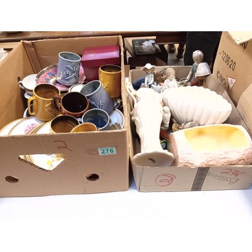 276 - 2 x boxes of China ware, mugs and ornaments