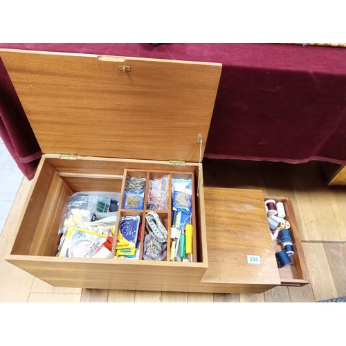 295 - Vintage sewing box with drawers and contents