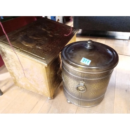 311 - Brass coal box and bucket