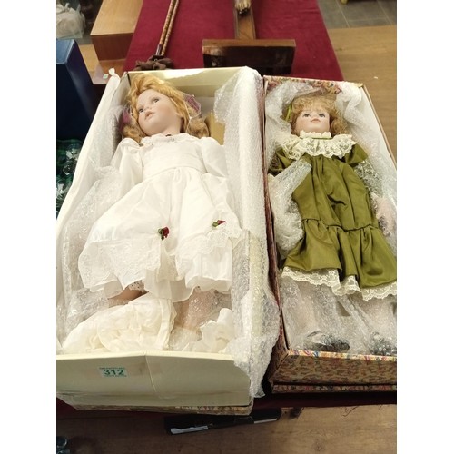 312 - 2 x large porcelain dolls , cost £200+ new