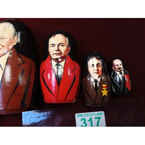 317 - Russian doll 5 piece with Russian Leaders