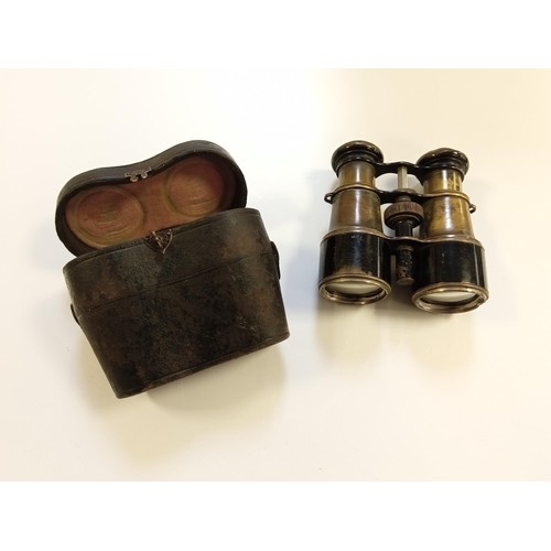 71 - Vintage binoculars in original case believed to be from Boer War