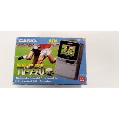 87 - Casio LCD colour television TV-770 model D boxed with instructions has improved STN picture 2.3