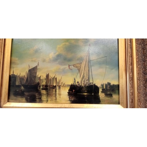 5 - Ornate framed vintage sailing boat picture