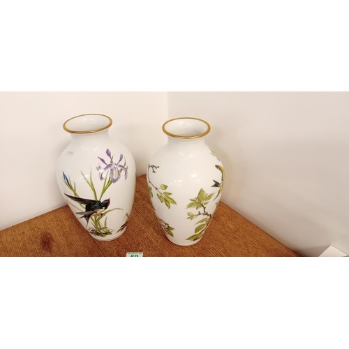 59 - 2x Franklin Porcelain bird vases