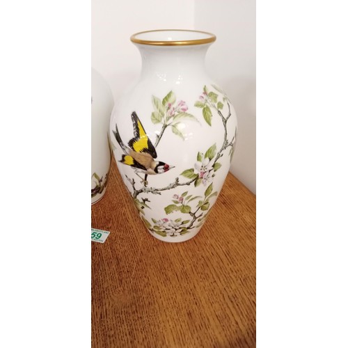 59 - 2x Franklin Porcelain bird vases