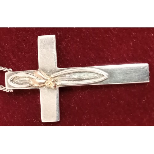 79 - Clogau Welsh silver & gold cross pendant on silver chain