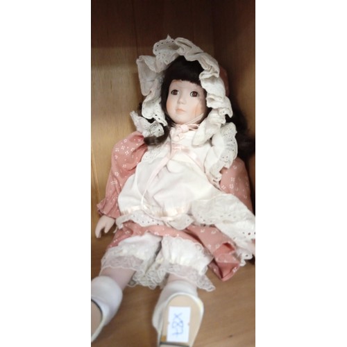 164 - 3x porcelain faced dolls