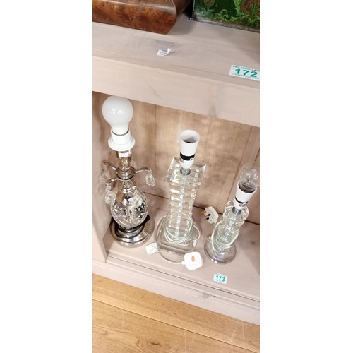 173 - 3x stylish glass lamps