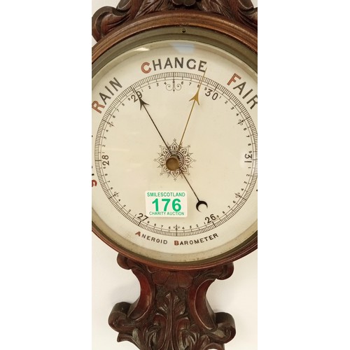 176 - Aneroid Barometer ornate banjo style