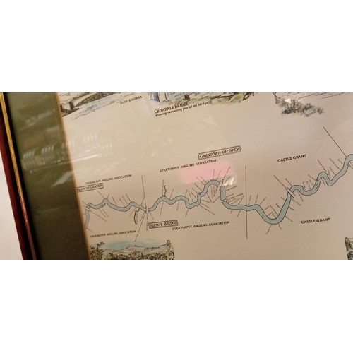 189 - Framed fisherman's map of Salmon pools on River Spey