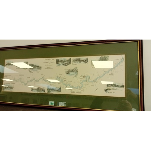 189 - Framed fisherman's map of Salmon pools on River Spey