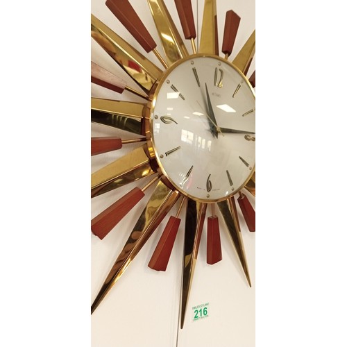 216 - Metamec sunburst vintage clock