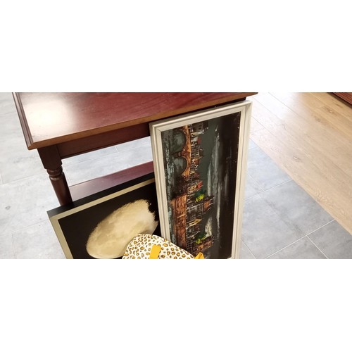 246 - Console table with drawer & pictures