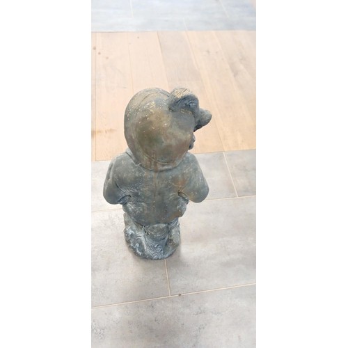 250 - Wooden boy with puppy garden statue