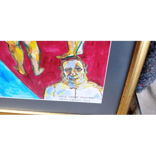 9 - Original work by Henri Lorenzi ' Heavy weight Palestea' Gouache on paper signed 2014 measuring 60 x ... 