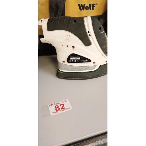 82 - Ryobi wrecking saw with batteries and charger plus mouse sander with pads