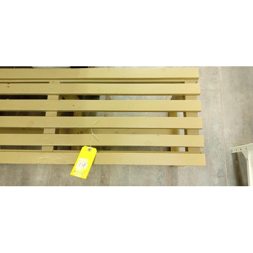 218 - Wooden boot room bench measures 177cm x 40cm x 43cm approx