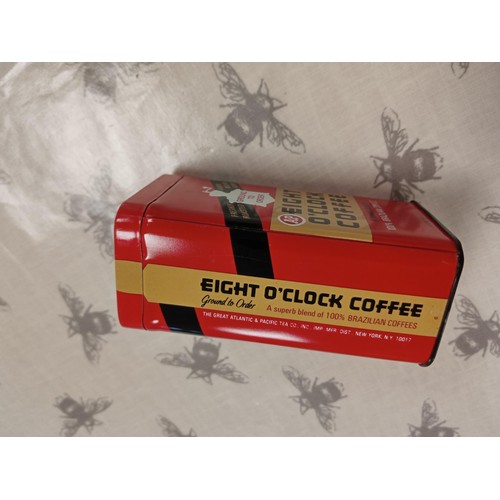 18 - Eight O'Clock Coffee advertising tin bank NOS